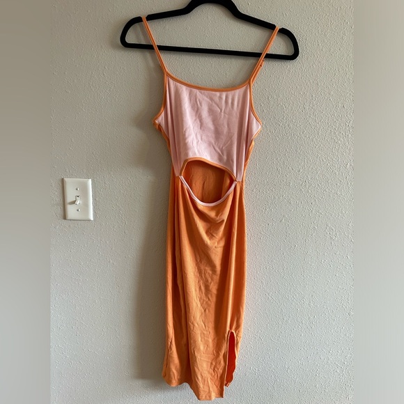 A9 - 471 midi orange and pink bodycon cutout dress for women size medium - Picture 4 of 10